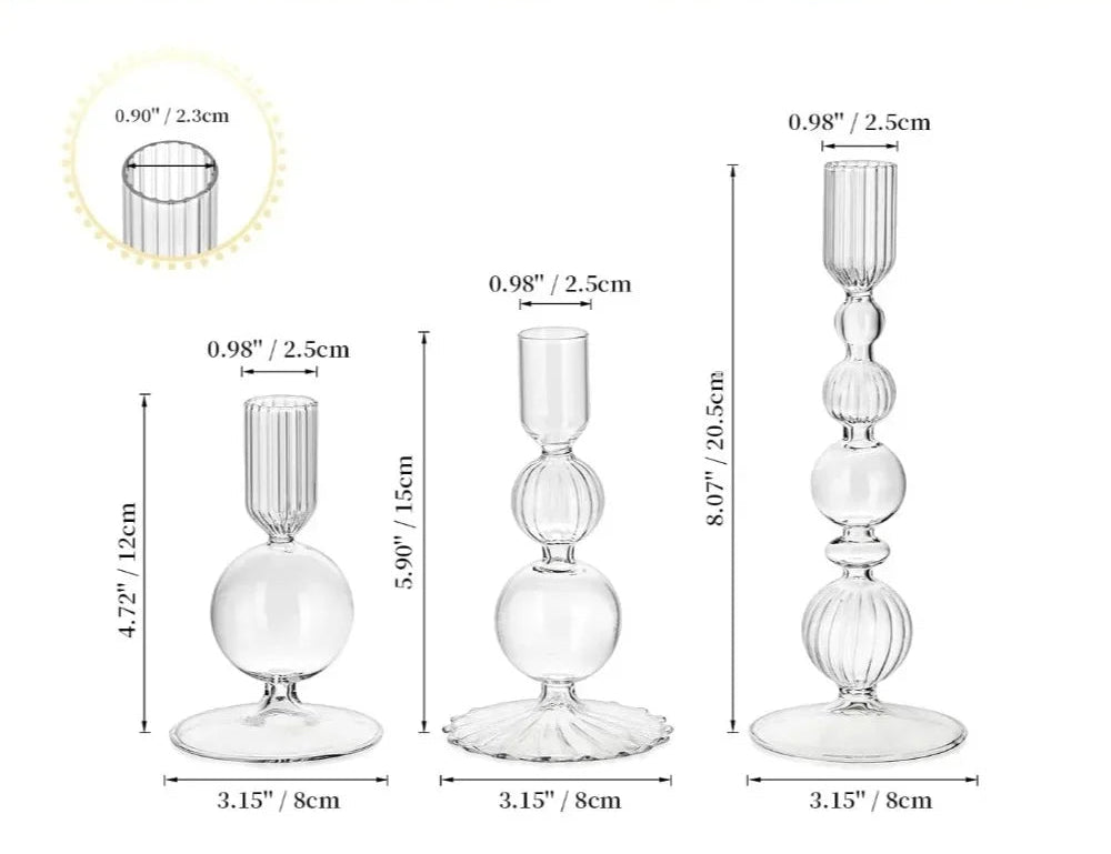 3-Piece Set of Glass Candle Holders – Stylish Table Decoration