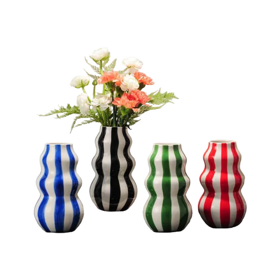 Retro Striped Vase – Timeless Ceramic Design